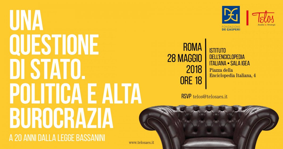 ‘Una Questione di Stato. Politica e alta burocrazia’ il 28 Maggio